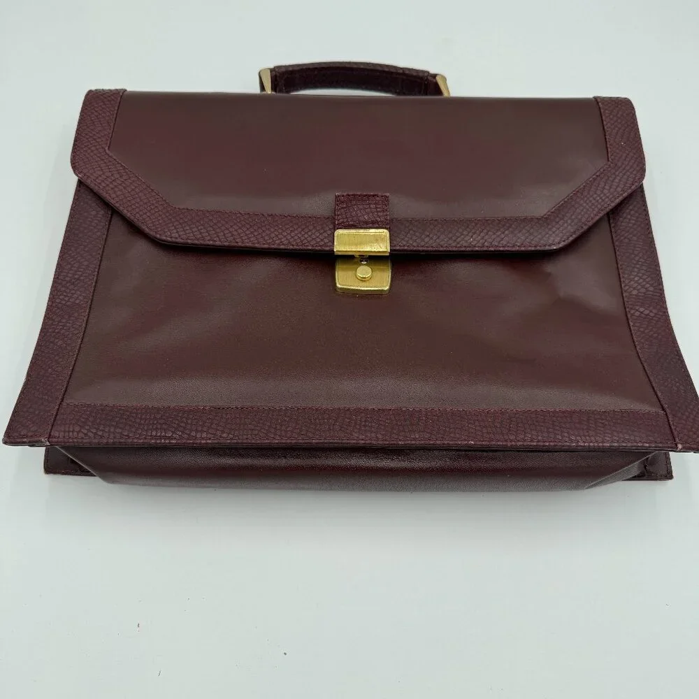 Vintage brown genuine leather attaché bag